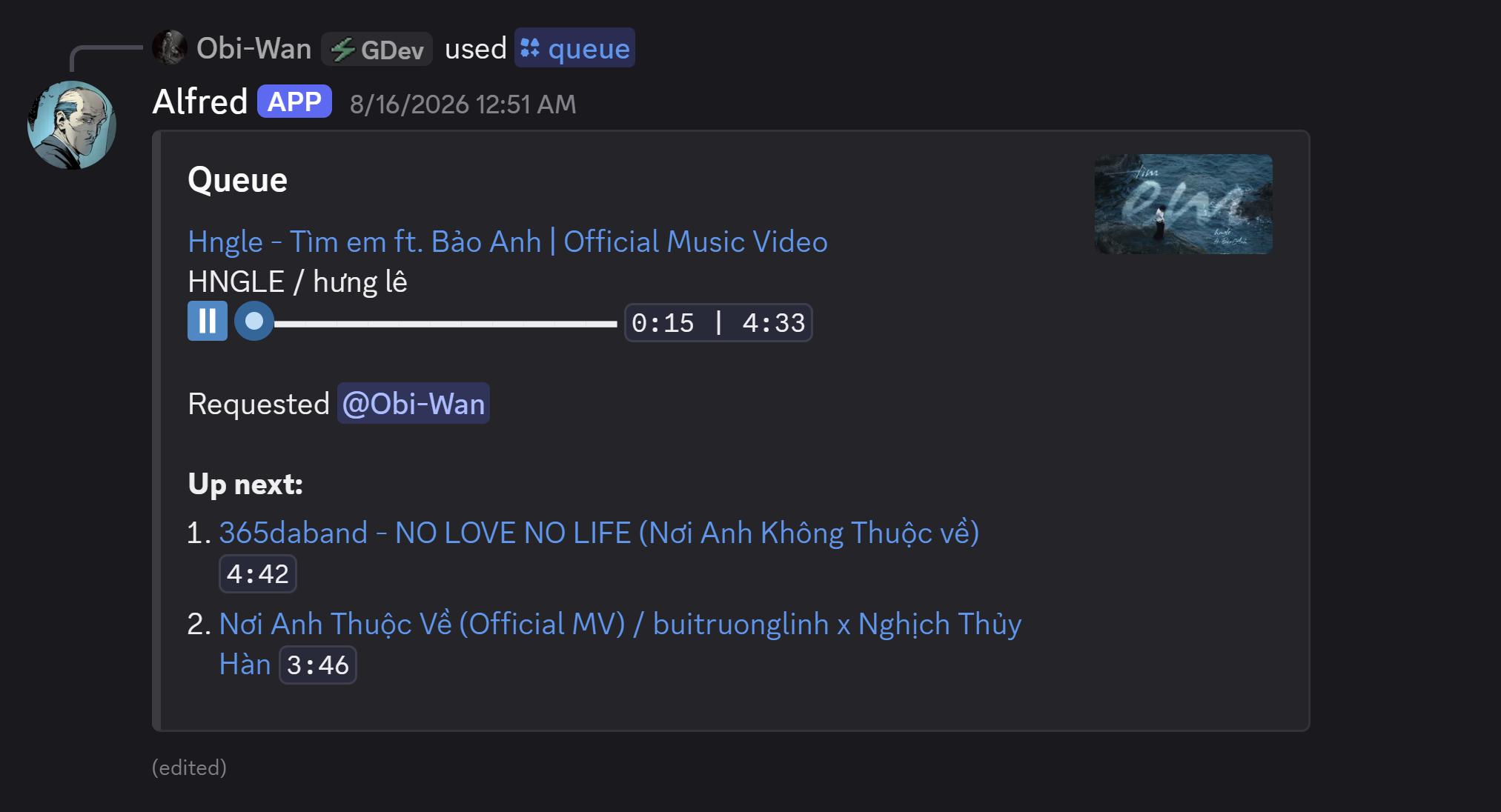 Alfred Discord Player View